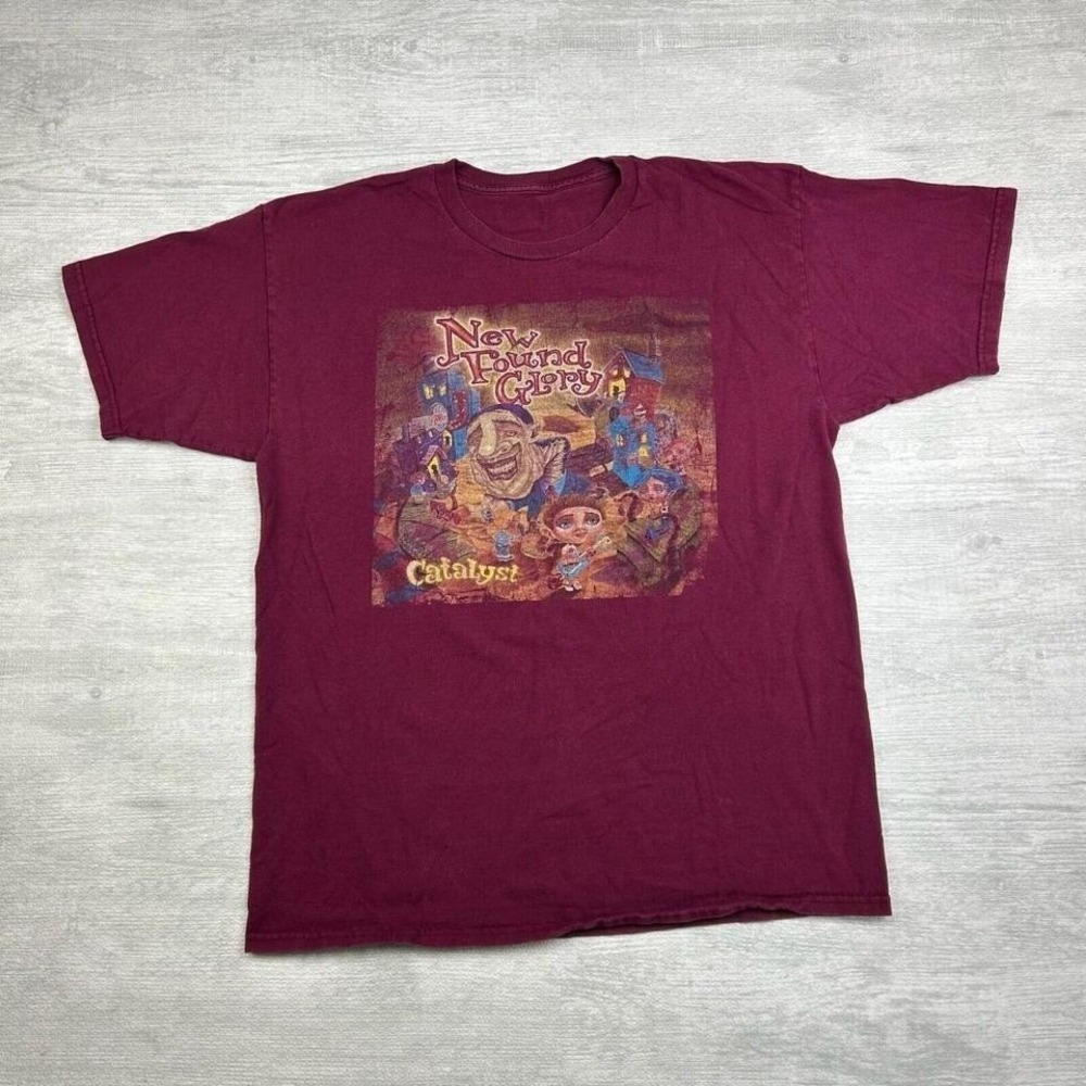 Vintage New Found Glory Shirt Adult Large Red Catalyst Album Pop Punk Band Music